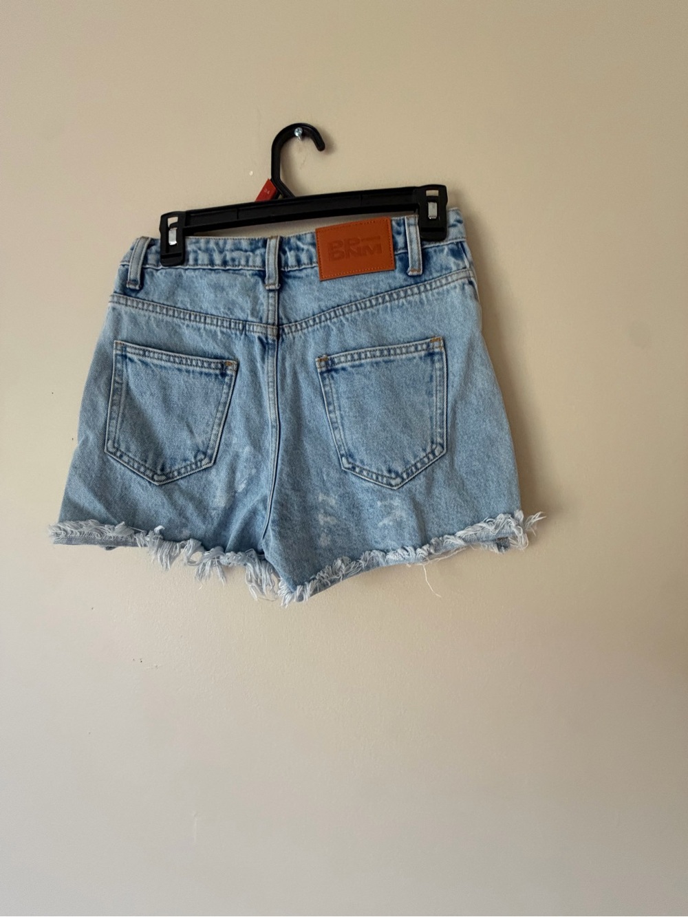 BLK DNM Light Blue Distressed Frayed Denim Shorts